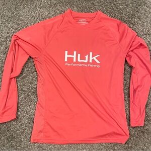Huk Red Long Sleeve Performance Shirt | Salmon | Size: M